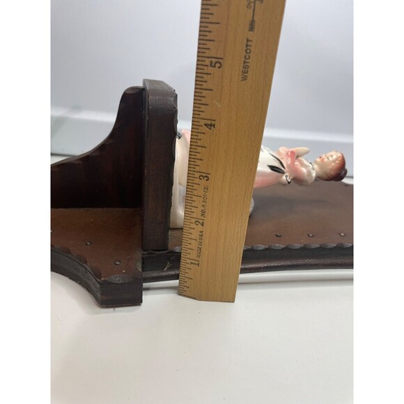 Vintage Enesco Kitchen Prayer Lady Mother ON WOODEN WALL BRACKETS - Picture 10 of 11